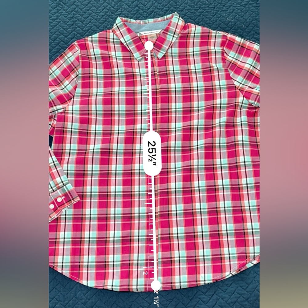 Allison Daley Plaid Pink Blue NWOT Blouse Size 18 - Picture 9 of 9